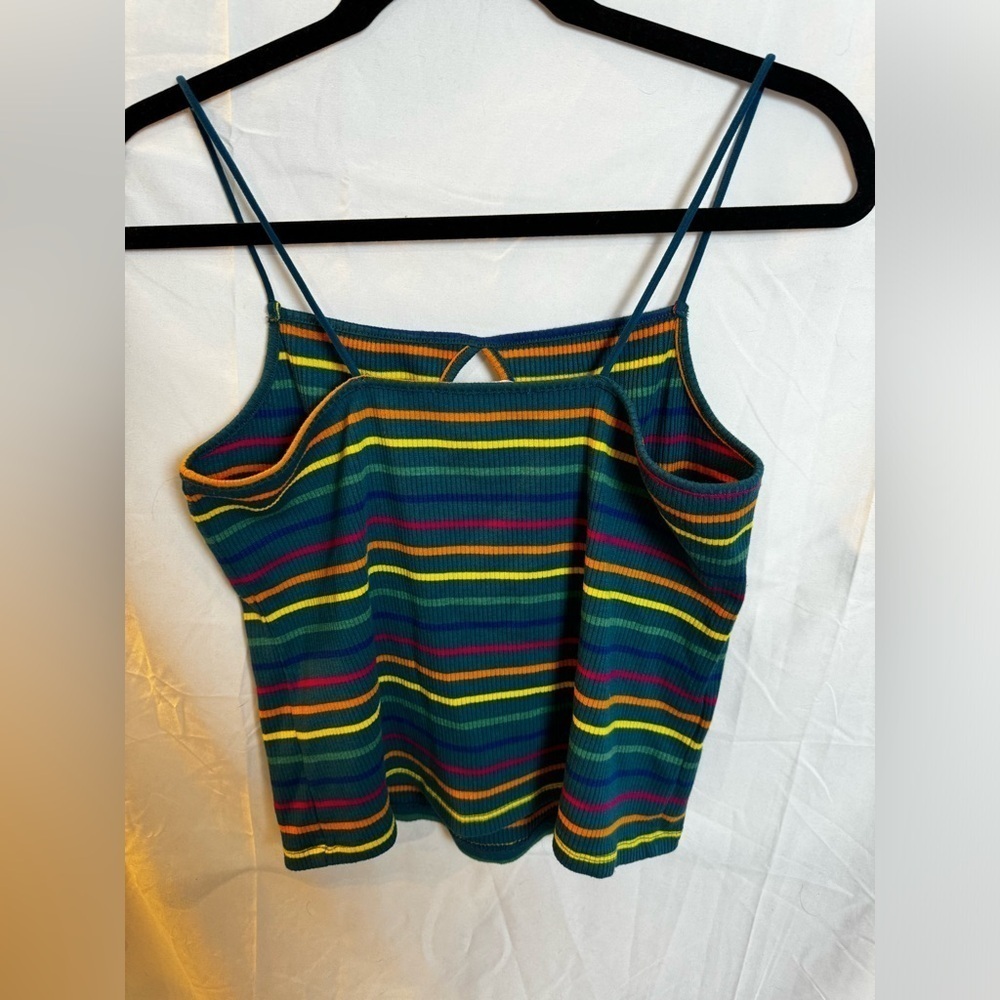 Promod Striped Multicolor Stripe Teardrop front Jersey Top Size L - Picture 3 of 7